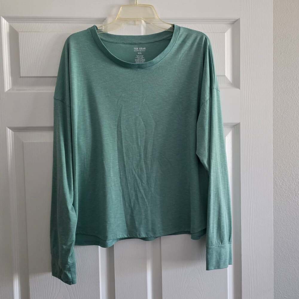 Tek Gear On-The-Go Heather Teal Crewneck Long Sleeve Top EUC Size XXL